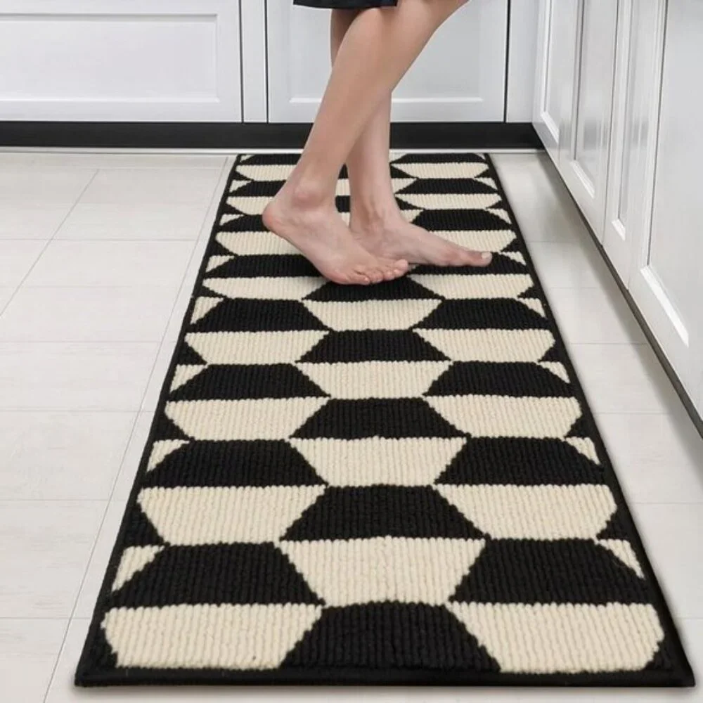 New Black Non-Slip Kitchen Mat, 47x17.7In Washable Stain-Resistant Rug for Floor